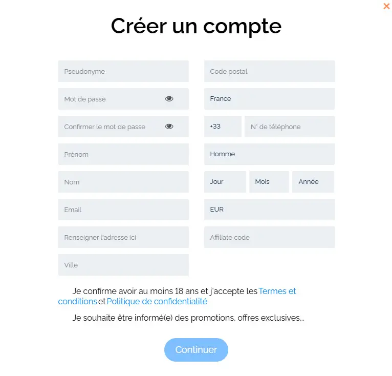 Processus d'inscription NORDI CASINO